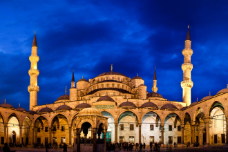 The Blue Mosque Courtyard at Dusk