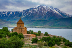 Church, Lake and Mountain